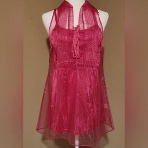 Lucy Paris Collection Pink Slip Dress With Sheer Sleeveless Robe Size S